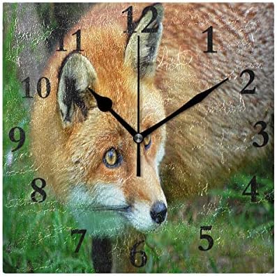 SHNUFHBD Silent Wall Clock Red Fox for Home/Office/Kitchen/Bedroom/Living Room 7.877.87Inch