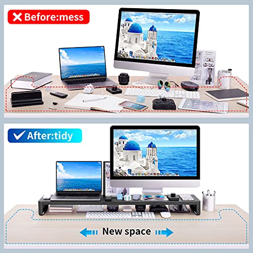 ENUSUNG Dual Monitor Stand with Wireless Charging and USB 3.0/2.0 Ports