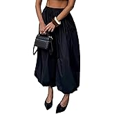 LETSVDO Women's Palazzo Balloon Pants Drawstring Waist Wide Leg Pleated Barrel Harem Pants Baggy Casual Lantern Joggers