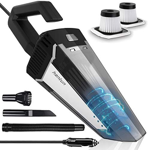 Hantun 車用掃除機 ポータブルハンドヘルド自動車用掃除機 6000pa 強力吸引 軽量自動車