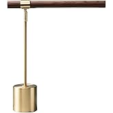 Modern Banker Slim Table Lamp - LED Desk Light - Wood Brass Lamp - Adjustable Table Lamp - Mid Century Desk Lamp for Home, Be