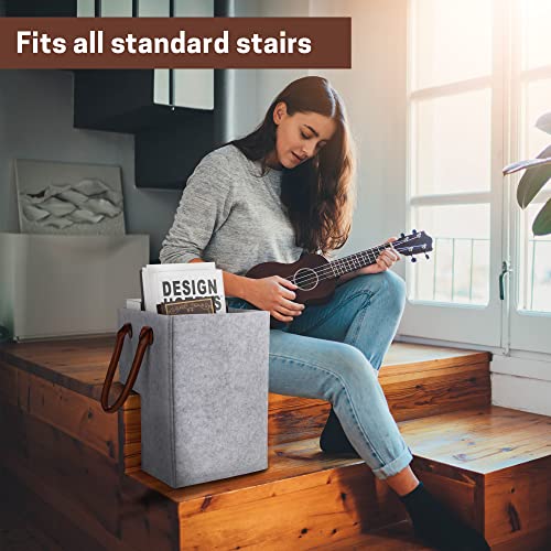 SAM AND MABEL Stair Basket with Beautiful Leather Handles Durable