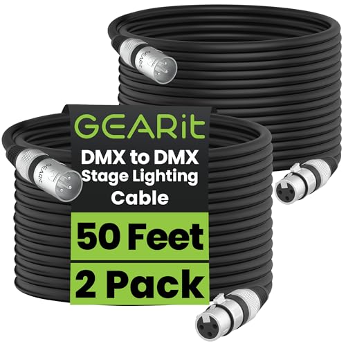 GEARit DMX Kable 15 Meter Bühne Licht Steuerung Kabel Stecker auf Buchse (XLR-kompatibel) 3-poliges für DJ,LED Moving Head,Par Scheinwerfer,Mikrofonmischer,Tons