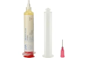 SRA SOLDERING PRODUCTS SRA Tack Flux TF5000 - Low Odor No Clean Tacky Flux for SMD Desoldering and IC Chip Removal - 10cc Flux Syringe with Plunger and Precision Dispensing Needle Tip