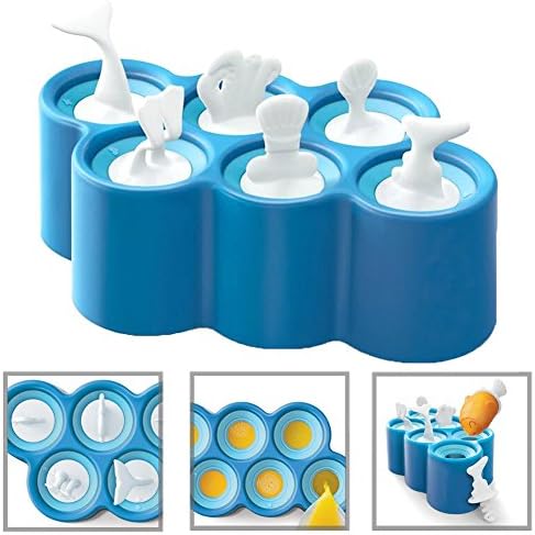 FANCYLEO Popsicle Molds Set - Ugly Fish Silicone Ice Pop Molds Makers with Cover, Ice Bar Maker, Ice Cream Tray Holder for Kitchen Supply Kids