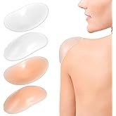 2 Pairs Silicone Shoulder Pads for Womens Clothing, Soft Adhesive Anti-Slip Enhancer Shoulder Pads, Shoulder Push-Up Pads for Sloping High Low Shoulders Blazer Suit T-Shirt (Transparent & Skin)
