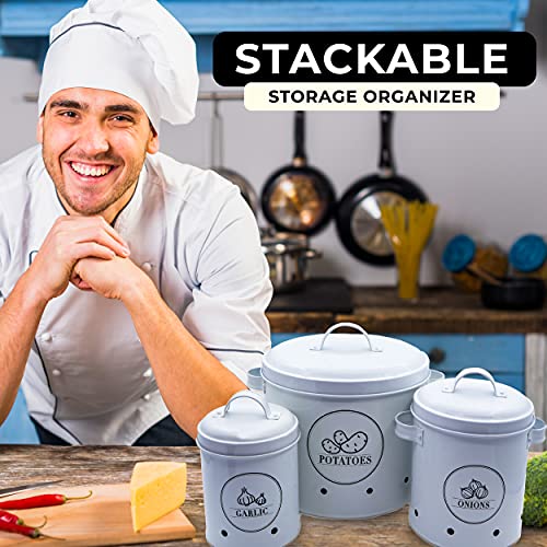 Potato Bin Storage Sets for Kitchen Countertop and Pantry, Perfect