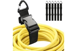 6 Pcs Heavy-Duty Adjustable Extension Cord Holder Organizer with Tool-Free Setup, Black Polypropylene Cable Holder, Secure Ca