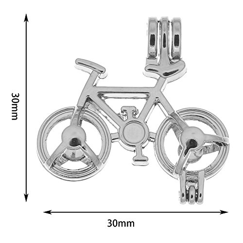 12pcs Mixed Horse Bicycle Motorcycle Transportation Rhodium Plated Hollow Pendants Pearl Bead Cage Pendant Essential Oil Scent Diffuser Pendant Necklace Jewelry Making Supplies (Style5)