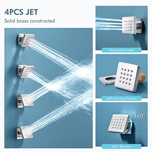 Bostingner Shower Body Sprays Systems, 10 Inch Rain Shower Wall Mounted, All Metal Multiple