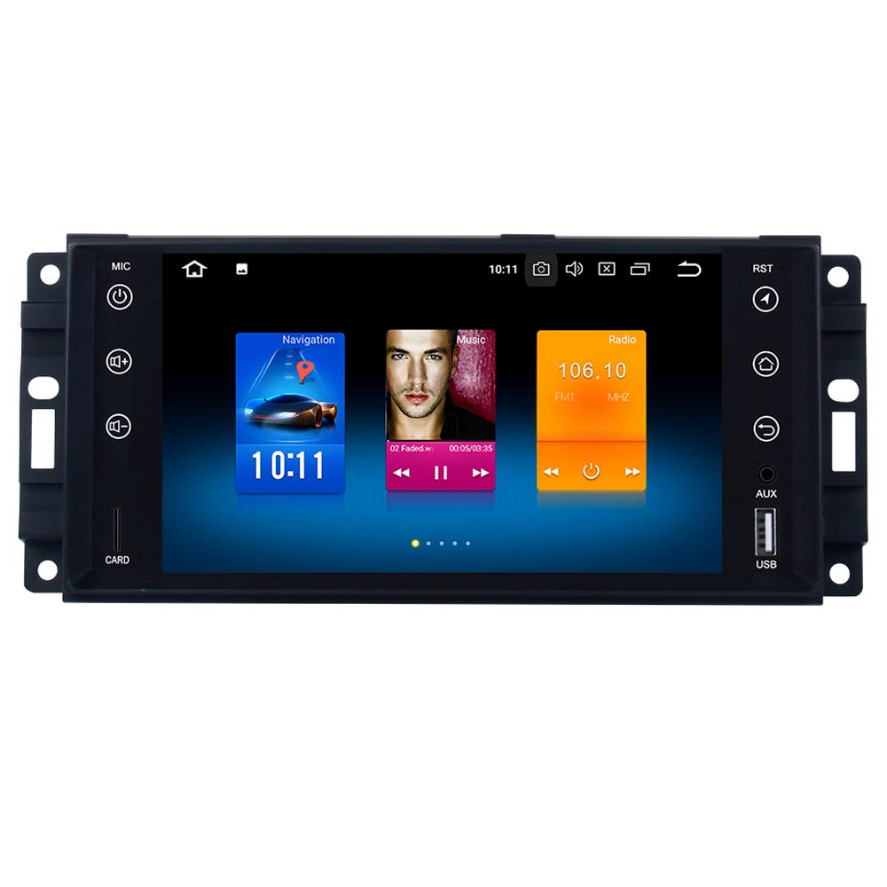 Dasaita 7inch Screen Double Din Android 8.0 Car GPS for Jeep Wrangler Commander Compass Grand Cherokee Dodge RAM Chrysler Sebring 300C Audio Stereo with Octa Core 4G RAM 32G ROM Navigation Radio Dash