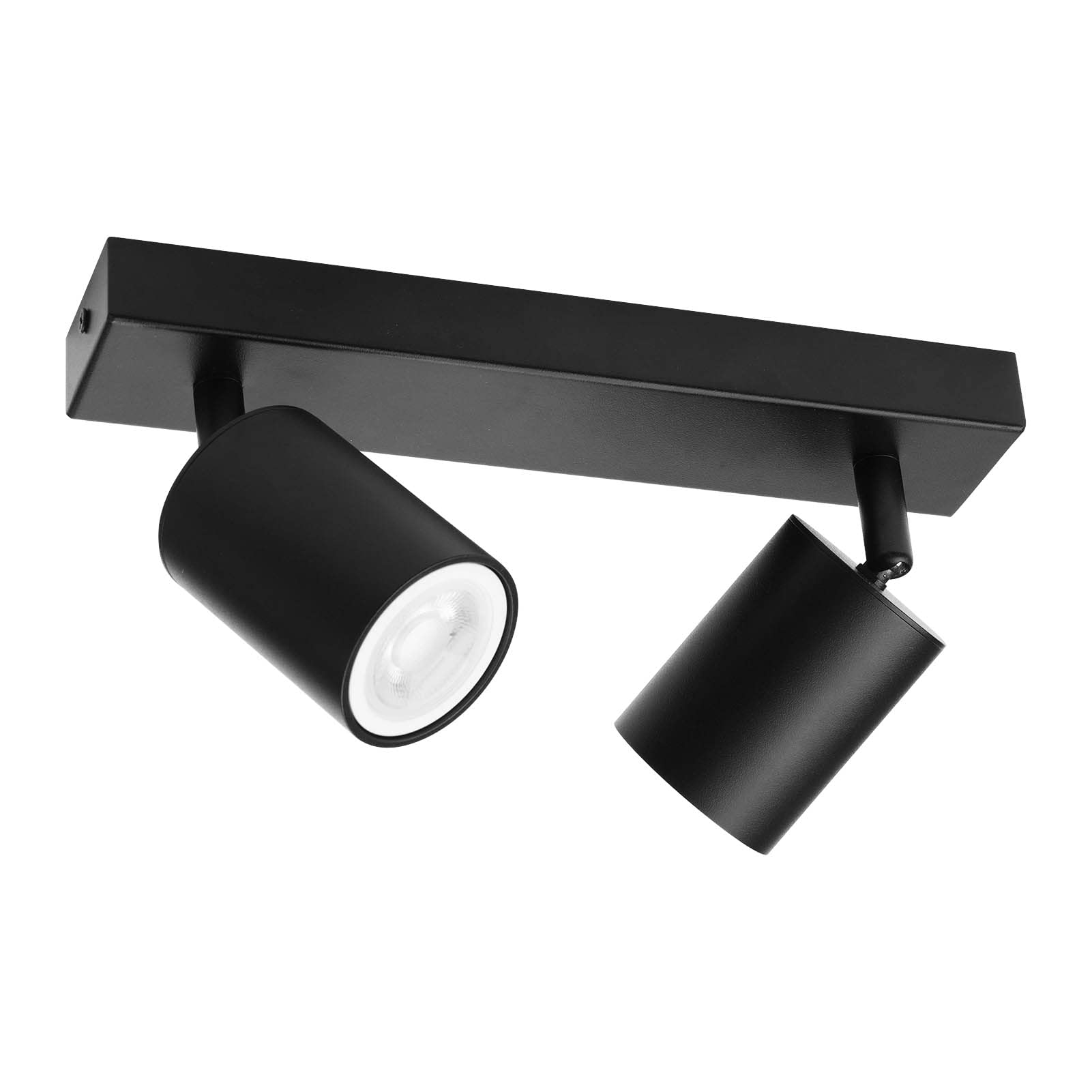 Klighten 2 Way Ceiling Spotlights Rotatable GU10 Ceiling Spots, GU10 Sockets, Adjustable Ceiling Spots for Kitchen Living Room Bedroom Dining Room, Black, Bulbs not Included