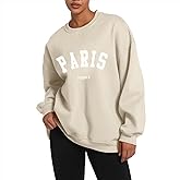 Tuislay Paris College Sweatshirt for Women Oversized Trendy Comfy Crewneck Sweatshirts Casual Graphic Pullover Tops Unisex