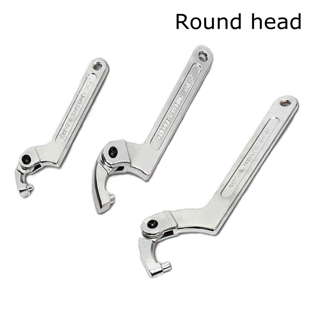 GOZAR Chrome Vanadium Adjustable Hook Wrench C Spanner Tool 19-51mm 32-76mm 51-120mm - Round head 2, Tête Ronde 2 - Image 5