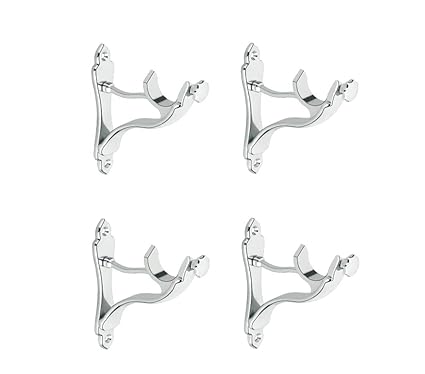 Homeplus Steel Finish Jaguar Model Curtain Heavy Supports (for Single Rod 1 inch) 4 Pcs Curtain Brackets/Holders HPX047J-04