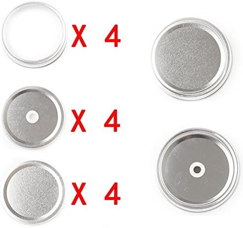 LKXC Silver Wide Mouth Mason Jar Two-Piece Lids ,Storage Solid Caps &amp;Mason Jar Lids with Straw Hole 4 Pack