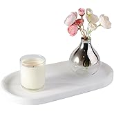 Koville 12"x6" Elegant White Marble Bathroom Tray, Natural Marble Vanity Trays for Home Decor, Stone Perfume Organizer Jewelry Dish for Dresser, Luxury Vanity Tray, Stone Storage Trays
