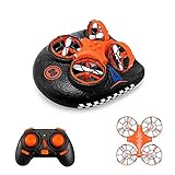 Mini Drone for Kids,Remote Control Boats for Pools and Lakes,RC Car for Kids or Adults,EACHINE E016F 3-in-1 Sea-Land-Air Mode Switchable Waterproof Hovercraft Toy RC Quadcopter RTF