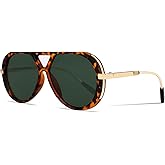 GUVIVI Retro Gold Aviator Sunglasses for Women Men, 2025 Metal Oversized 70s Aviators Black Sun Glasses