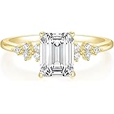 TIGRADE 3CT Engagement Ring for Women Emerald Cut Cubic Zirconia Promise Ring 14K Gold Plated CZ Eternity Wedding Band Size 3-11