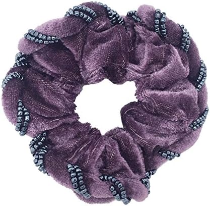 1 Pair Hair Scrunchies Velvet (Purple) Elastic Hair Bands Tie Band Ponytail Holder, Hair Scrunchy, Hair Rubber Bands