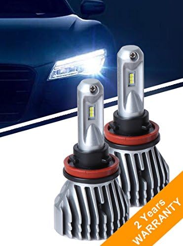 Finnkarelia H11/H8/H16 Car LED Headlight Bulbs Conversion Kit, New Pattern No Fan All in One Aluminum Waterproof High Brightness 50W 8000LM 6000K Cool White - 2 Yr Warranty (2 Pack)