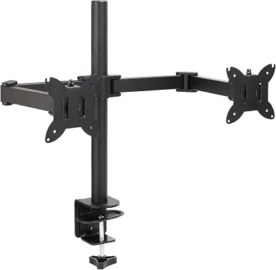 Amazon Basics Adjustable Dual Computer Monitor Arm Mount Holds Monitors Up To