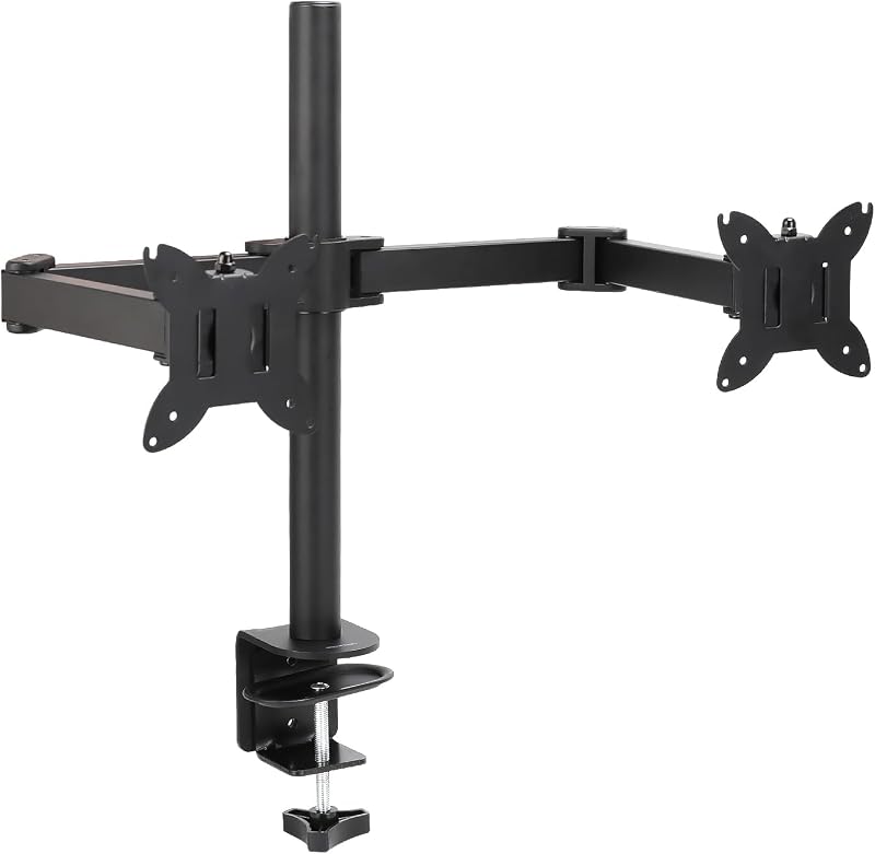 Amazon Basics Adjustable Dual Computer Monitor Arm Mount Holds Monitors Up To
