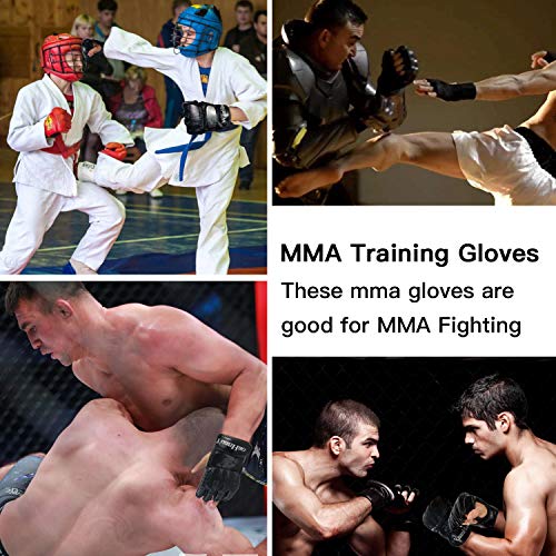 MMA Gloves, UFC Gloves Boxing Leather More Paddding for Men Women Knuckle Wrist Protection, Half Finger Mitts Sparring Gloves for Training, Kickboxing, Muay Thai, Punching, Fight, Mixed Martial Arts - Thumbnail 6