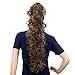 SWACC 24-Inch Long Messy Curls Claw Clip Ponytail Extensions - Synthetic Drawstring Curly Hairpiece Jaw Clip Hair Extensions (12#-Light Brown)