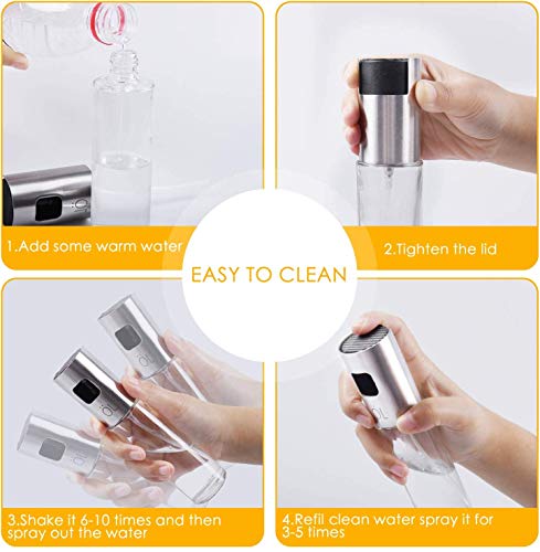 Besmon Olive Oil Sprayer Food-grade Glass Bottle dispenser for Cooking, BBQ, Salad, Kitchen Baking, Roasting, Frying (Clear)
