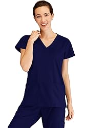 Minty Mint Women's V Neck Solid Stretch Medical