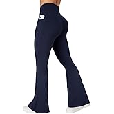 COPYLEAF Flare Leggings with Pockets for Women Seamless Crossover Yoga Pants with Tummy Control Bootcut Work Pants Trendy