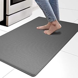 Marsheepy Kitchen Mat Anti Fatigue （17.5″ X 29.5″）, Waterproof Non Skid Cushioned Kitchen Floor Mat , Oil Proof Standing Kitchen Rug, Comfort Kitchen Runner Mat, Grey