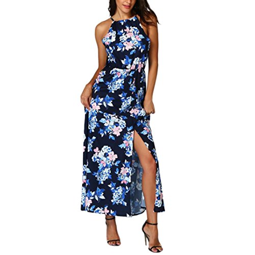 image for iLH® Lightning Deals Maxi Dress Fashion Women O-neck Sleeveless Flowe