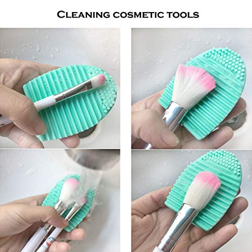 Cosmetic Brush Egg Makeup Brush Finger Silicone Scrubber Board Cosmetic Clean Tools Makeup Brush Cleaner (2 PCS, Random Color)
