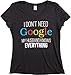 Ann Arbor T-shirt Co. My Husband Knows Everything | Wife Women's V-Neck T-Shirt-(Vneck, S) Heather Black