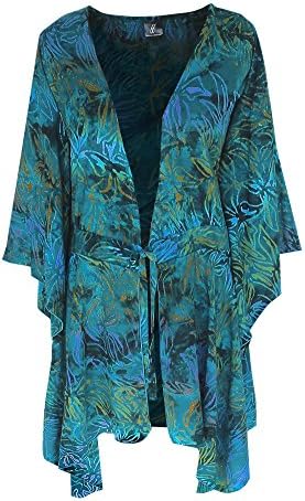 Kimono PLUS SIZE | Women's Kimono Sleeve Cardigan | Handmade Plus Sizes for Full Figures (X-Large: 1X, Cyan, Yellow Orche, Lavender, Navy)