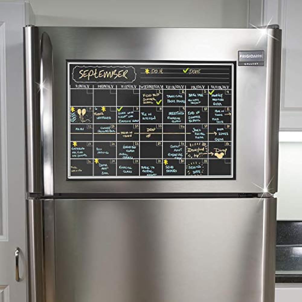 Magnetic Calendar For Refrigerator Dry Erase Black Board Kitchen 
