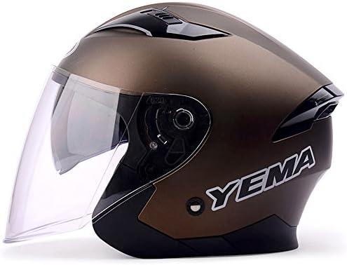 Fatmingo Open Face Motorcycle Helmet with HD Windshield and Sunshield,Brown,Large