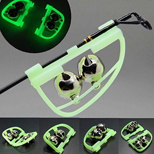 LUCKYAZ 3PCS Fluorescent Night Glow Fishing Twin Bell Fishing Tackle Green Rod Clip Tip Lights Bite Alarm Bait Alarm Fishing Alarm