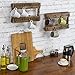 MyGift Wall Mounted Mug Rack - Burnt Wood 8-Hook Coffee Tea Cup Hanging Rack, Set of 2