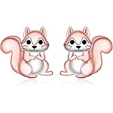 Cute Squirrel Earrings for Women - 925 Sterling Silver Squirrel Earrings Studs Cute Animal Studs Earrings Hypoallergenic Jewelry Gifts