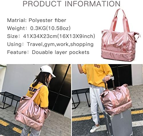fancyfree Double Layers Bag, Large Travel Tote Bag with Bottom Shoes Compartment, Ideal Gym Duffle Bag for Women and Men 2 fancyfree Double Layers Bag, Large Travel Tote Bag with Bottom Shoes Compartment, Ideal Gym Duffle Bag for Women and Men