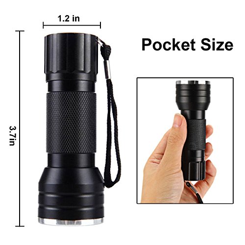 Pocketman 21 LED UV Flashlight Black Light, 395nm UV-Ultraviolet Blacklights Handheld Torch Light for Dogs, Pet Stains, Bed Bugs, Scorpions