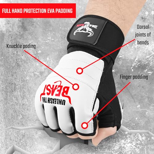 BEAST RAGE MMA Gloves Martial Arts Punch Bag Taekwondo Karate Mittens Gloves for Men and Women, Half Finger MMA Kickboxing Sparring Boxing Training Gloves
