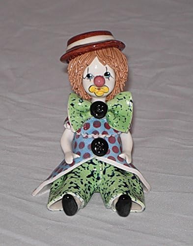 Zampiva Authentic Italian Vinatge Shelf Sitting Clown in Blue Green with Brown Hat Collectible Figurine