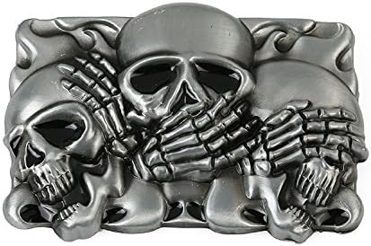 TAKELA Three Smiling Skulls Belt Buckle