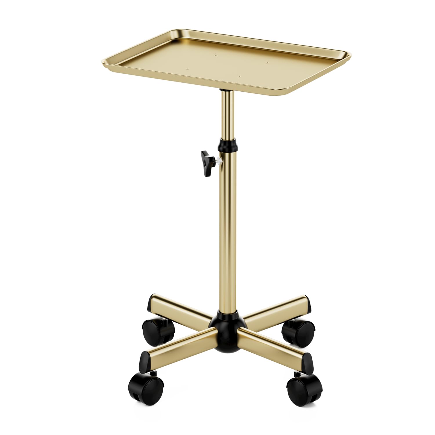 Photo 1 of Salon Tray, Premium Metal Rolling Tray Cart, Tattoo Tray Height Adjustable, Dentist Tray Medical Tray Spa Service Rolling Tray,Champagne Gold