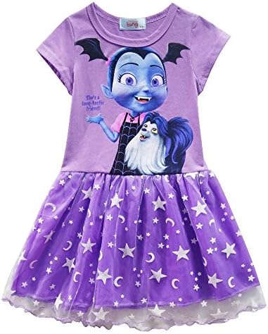 Vampirina Little Girls' Printed Dress Cartoon Design Half Sleeves Costumes Casual Dress for Party Celebration